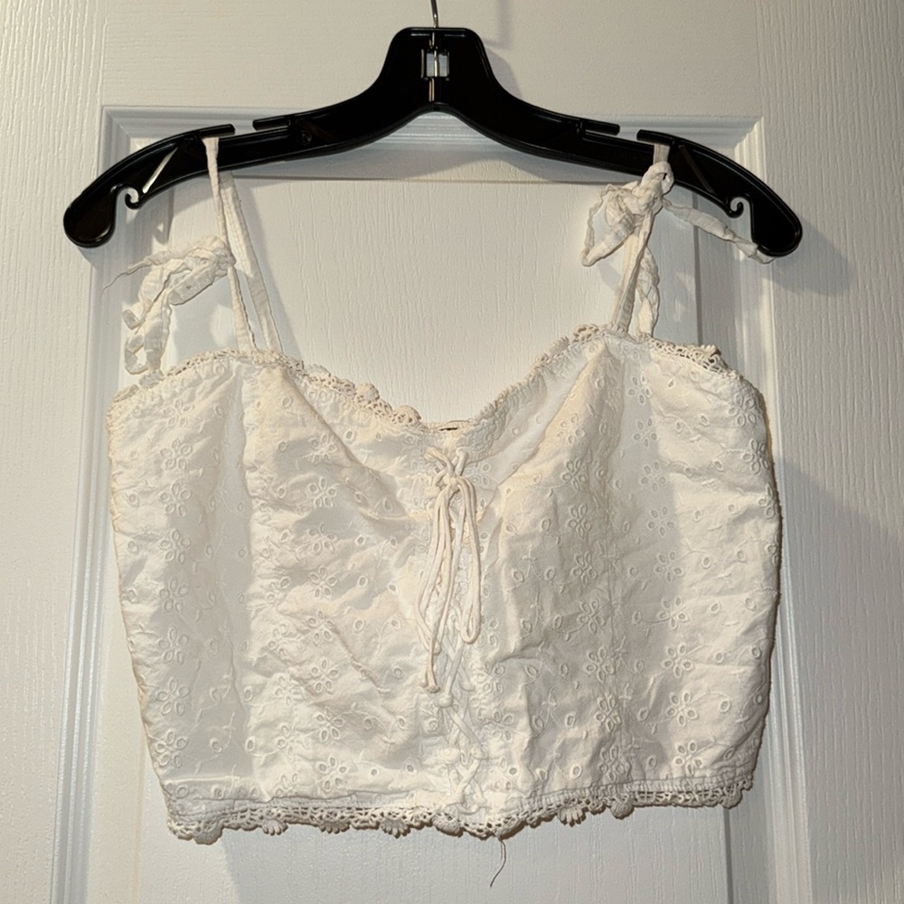 Pacsun Kendall and Kylie Collection white lace crop top